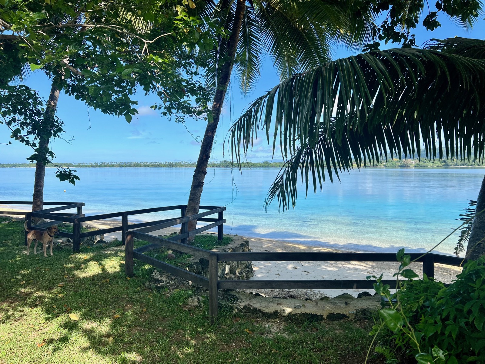 The Lapita Beach House at golden hour, open to the lagoon on Aore Island