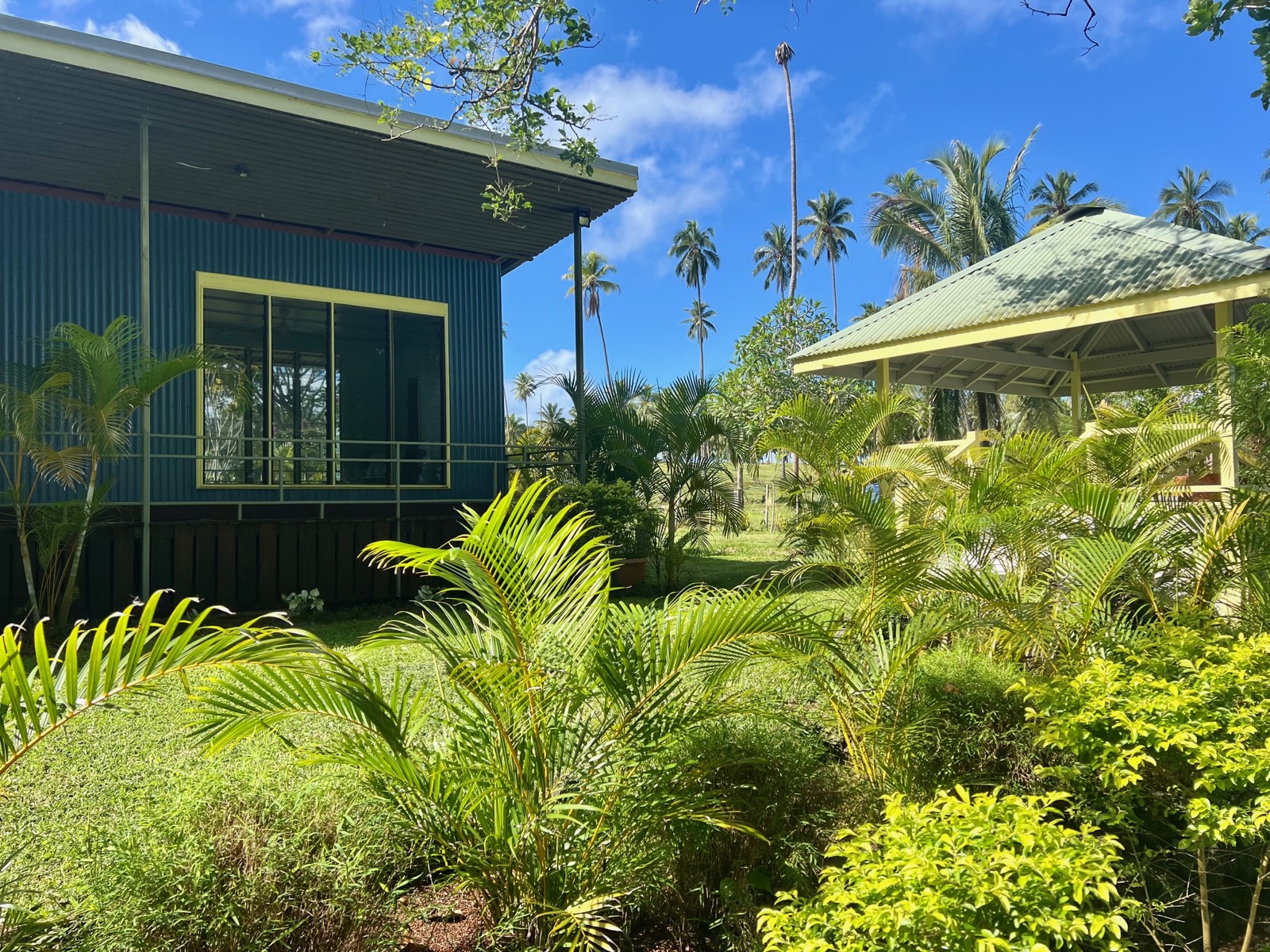 The Lapita Beach House at golden hour, open to the lagoon on Aore Island 2